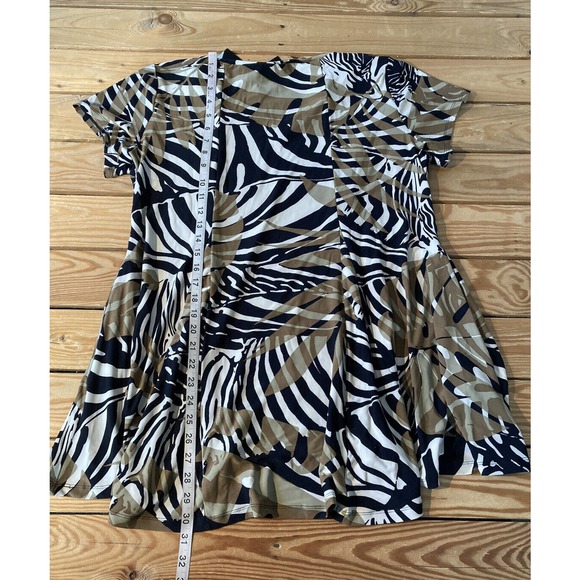 NEW Attitudes by Renee Set of 2 Zebra Knit Godet Top Petite Large Women’s Taupe - Picture 8 of 9